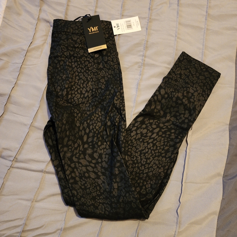 YMI Black Leopard Print Pants, size Medium